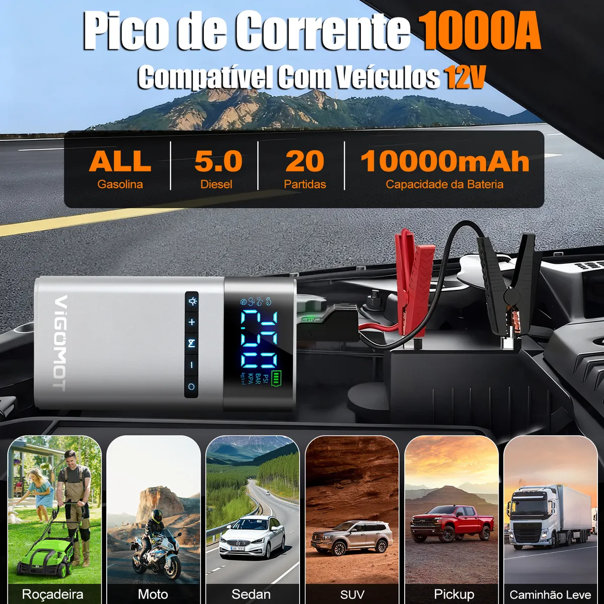 Auxiliar Partida Bateria 1000A e Compressor de Ar Portátil: O Equipamento Indispensável em 2026