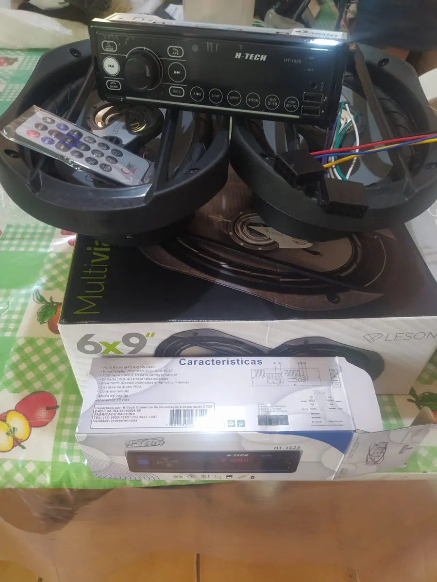 Kit Som Radio Mp3 Bluetooth + 2 Kit Alto Falante 6x9 200w Cor Prata - Oestesom